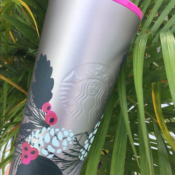 Starbucks Brushed Silver Stainless Cup Steel Floral Tumbler Limited Release New - Picture 5 of 14